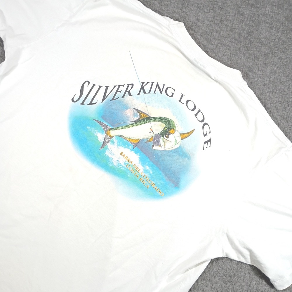 Vintage J.B. Silver King Lodge T-Shirt Mens XL Costa Rica Fishing White 80s rare